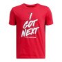 Chłopięcy t-shirt z nadrukiem Under Armour UA B Hoops Next SS - czerwony